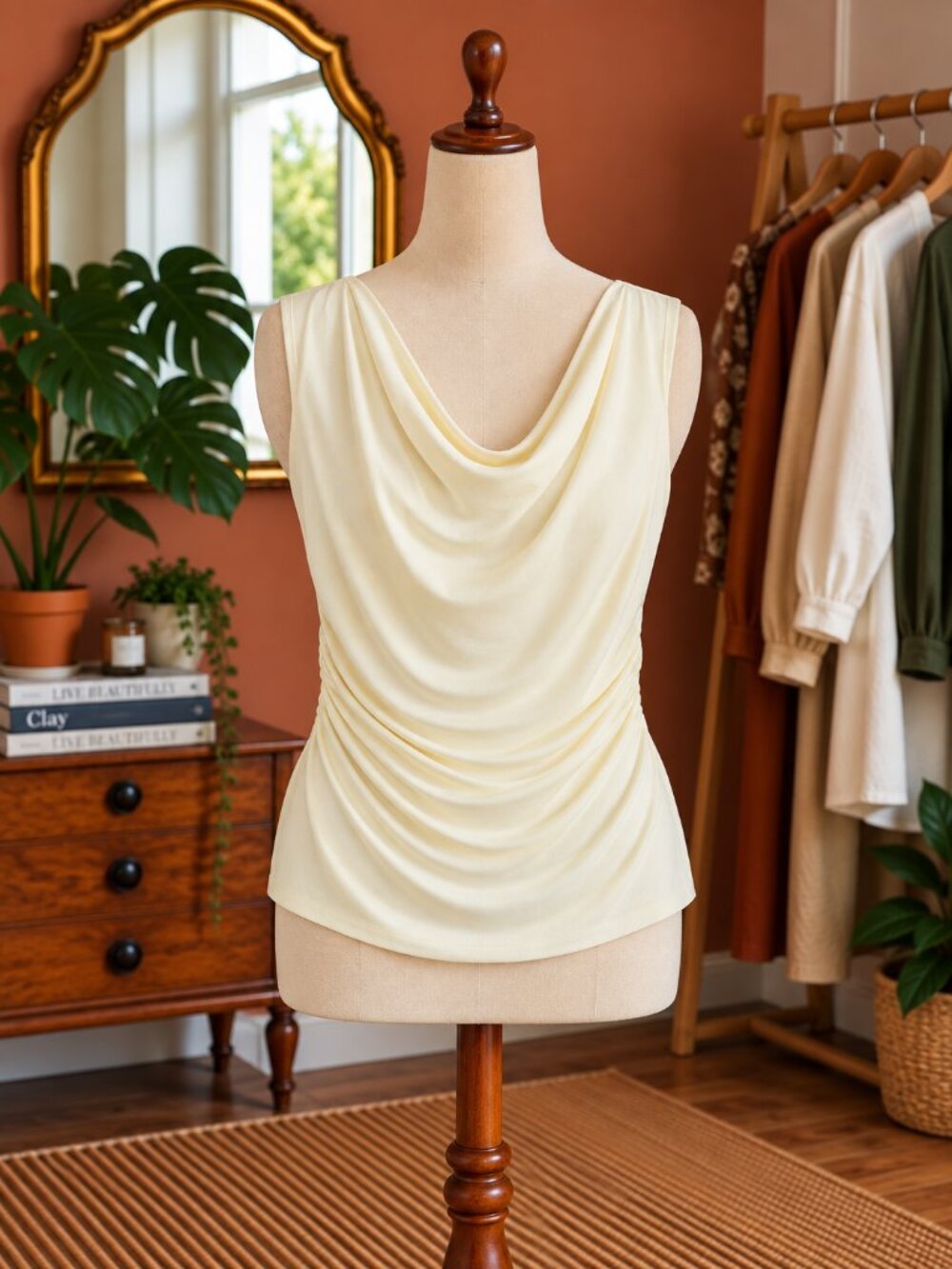 H&M Elegant Cream Draped Blouse